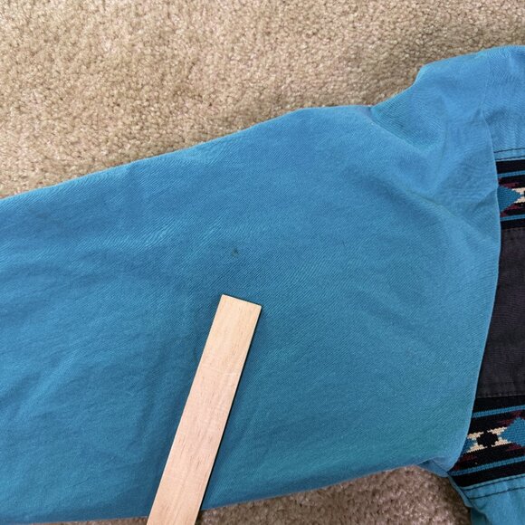 Vintage Santa Fe Trail Zip Up Aztec Windbreaker Jacket Teal Men’s Large - Picture 6 of 10